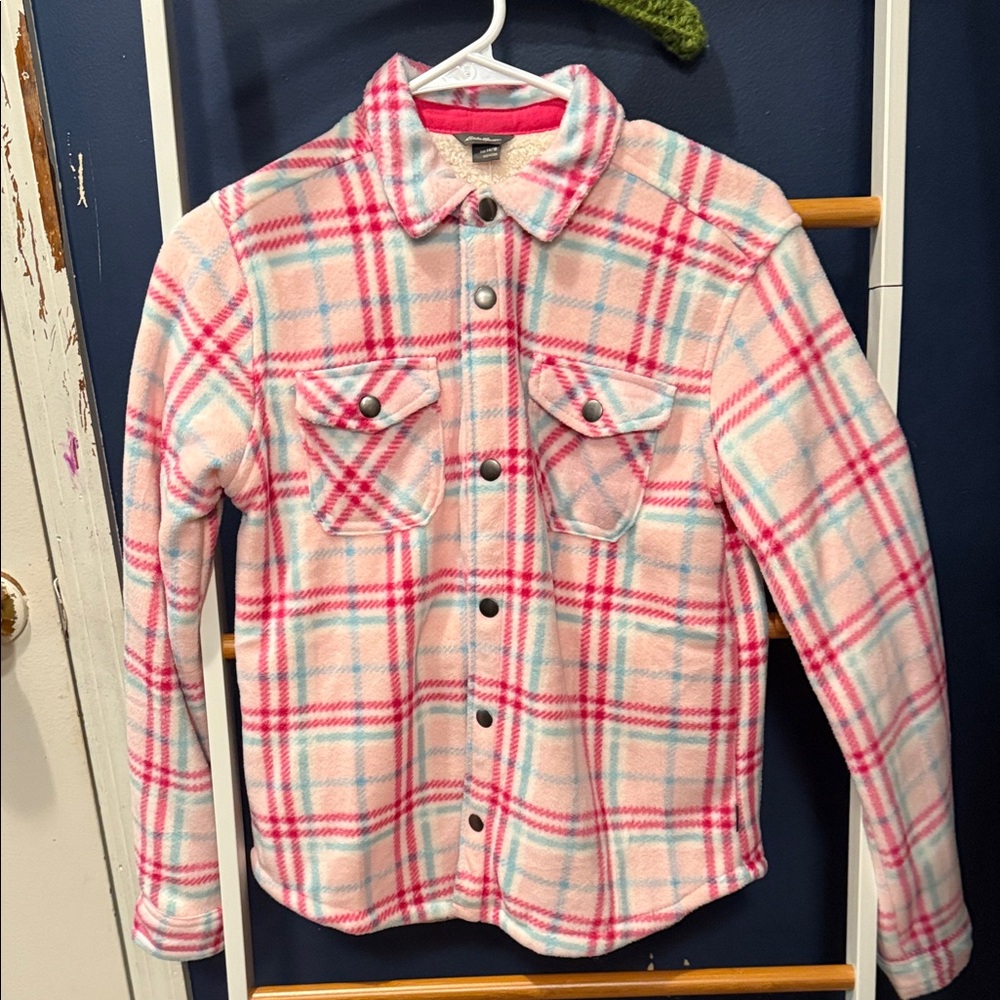 Eddie Bauer Pink and Blue Plaid Kids Jacket